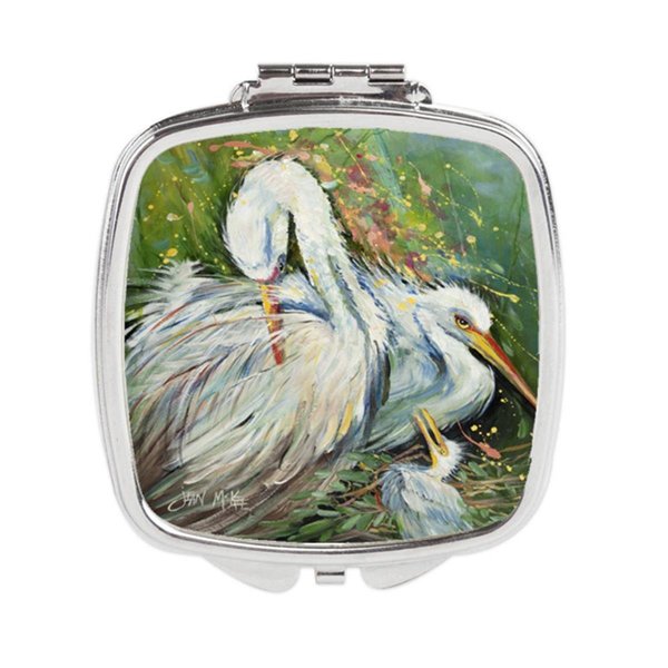 Carolines Treasures White Egret in the Rain Compact Mirror JMK1210SCM